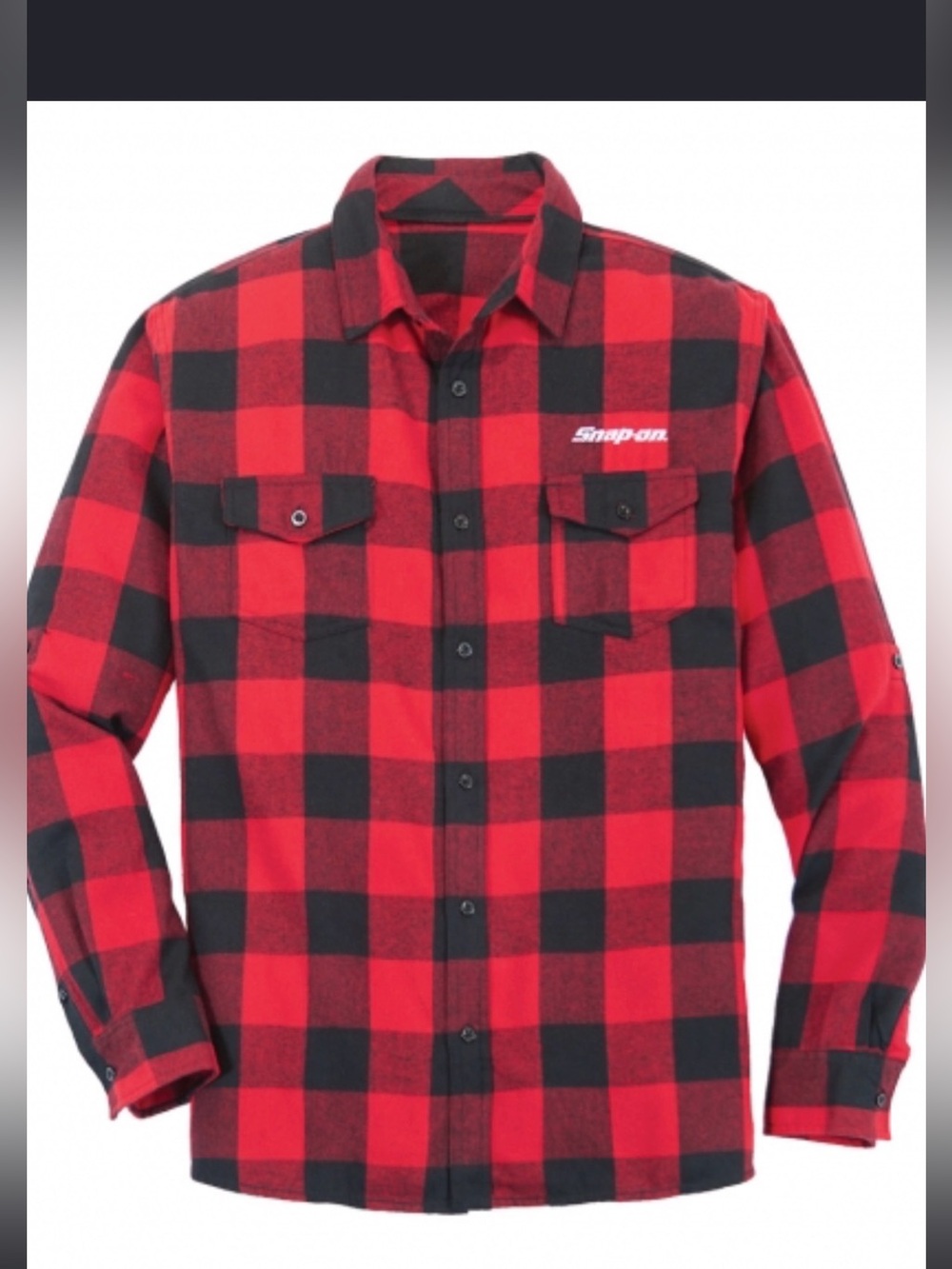 SNAP-ON Tools Red and Black Plaid Flannel Button Down -Sz XL